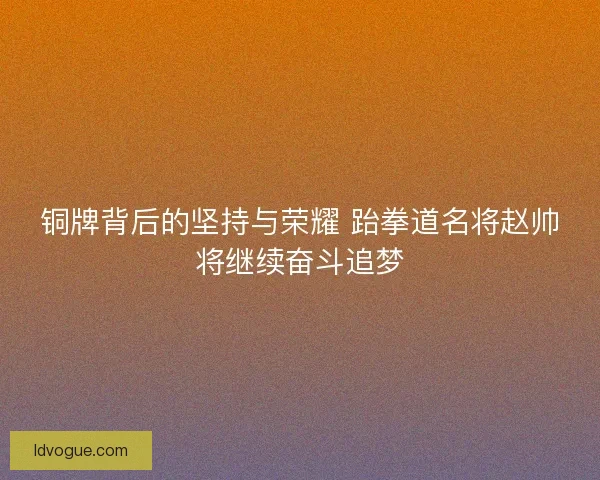 铜牌背后的坚持与荣耀 跆拳道名将赵帅将继续奋斗追梦