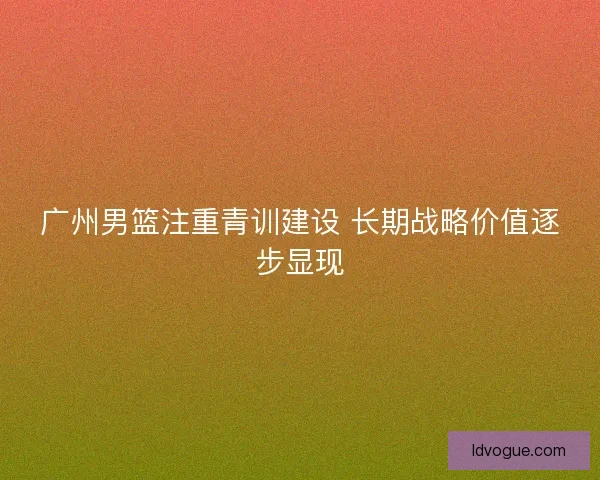 广州男篮注重青训建设 长期战略价值逐步显现