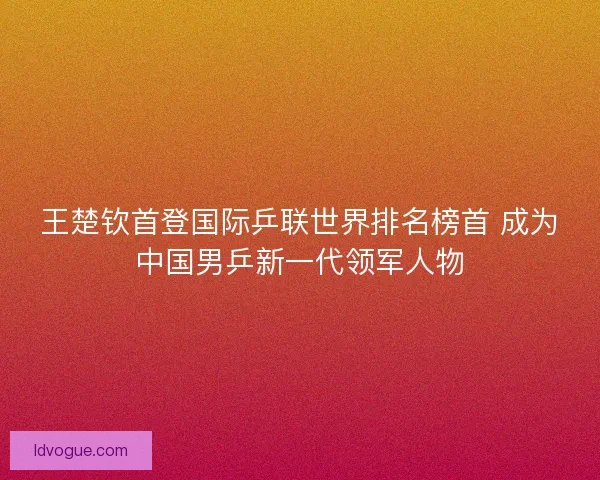 王楚钦首登国际乒联世界排名榜首 成为中国男乒新一代领军人物